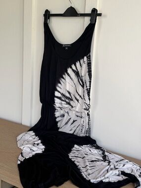 INC International Concepts Black and White Tie-Dye Maxi Dress
